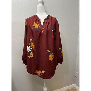 Madison Curvy burgundy blouse floral size 1X
